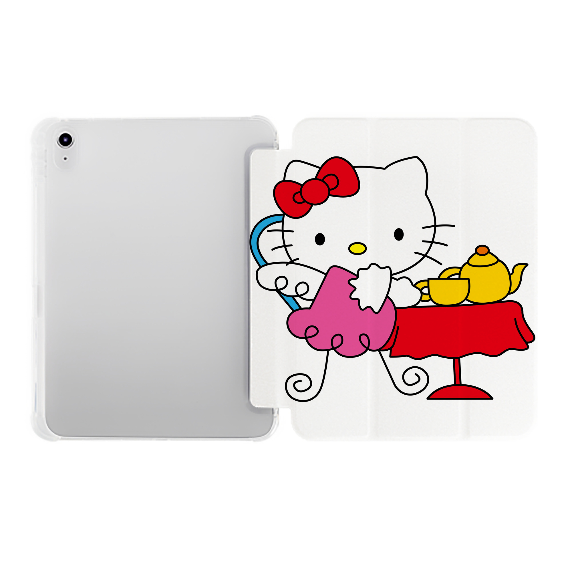 （画像用） Hello Kitty ハローキティ IPad ケース ペン収納付き 三つ折りスタンド PUレザー×シリコン 対応機種9.5/10.5/10.9インチ